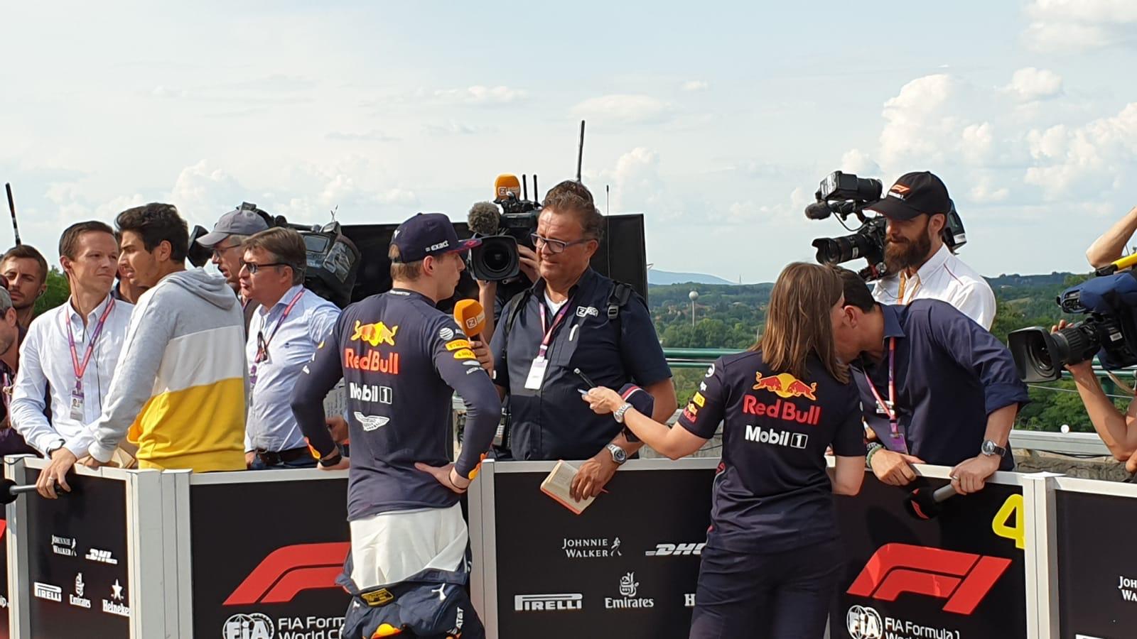 Jack Plooij en Max Verstappen tijdens de Dutch GP