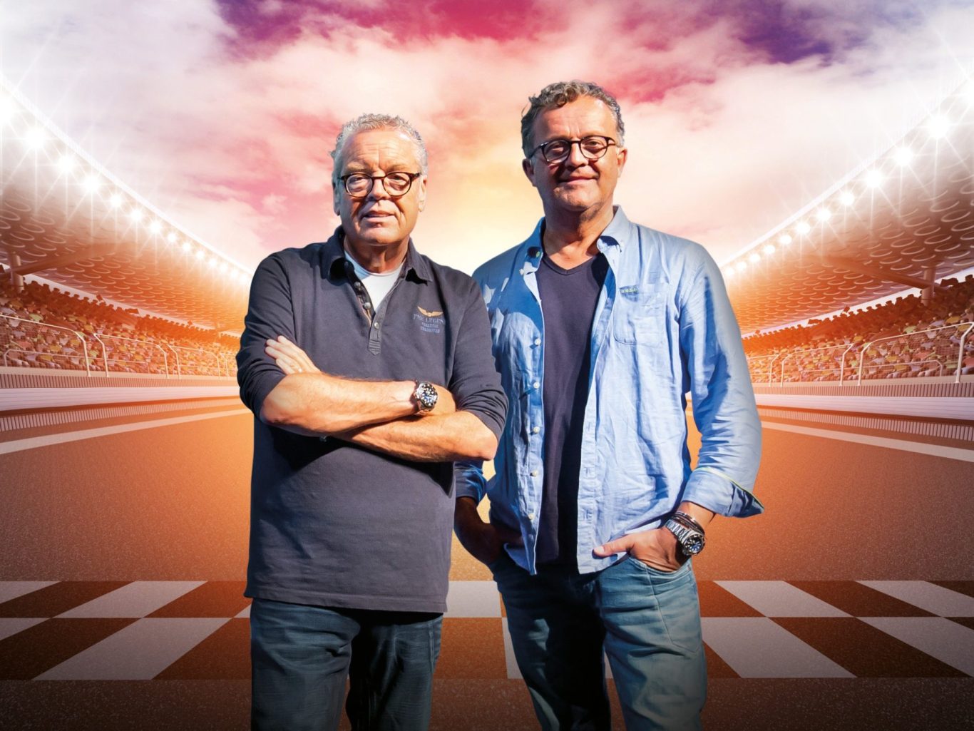 Jack Plooij en Olav Mol voor een volle zaal in stadionopstelling